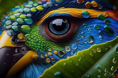 Tropical macaw perched, vibrant feathers in focus generated by AI
